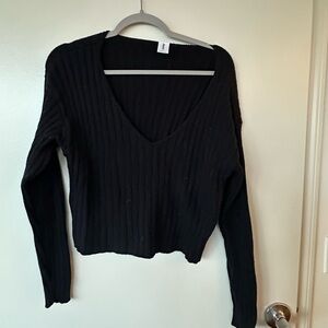 Abound Women's Long Sleeve Ribbed V-Neck Cropped Knit Top Size XS